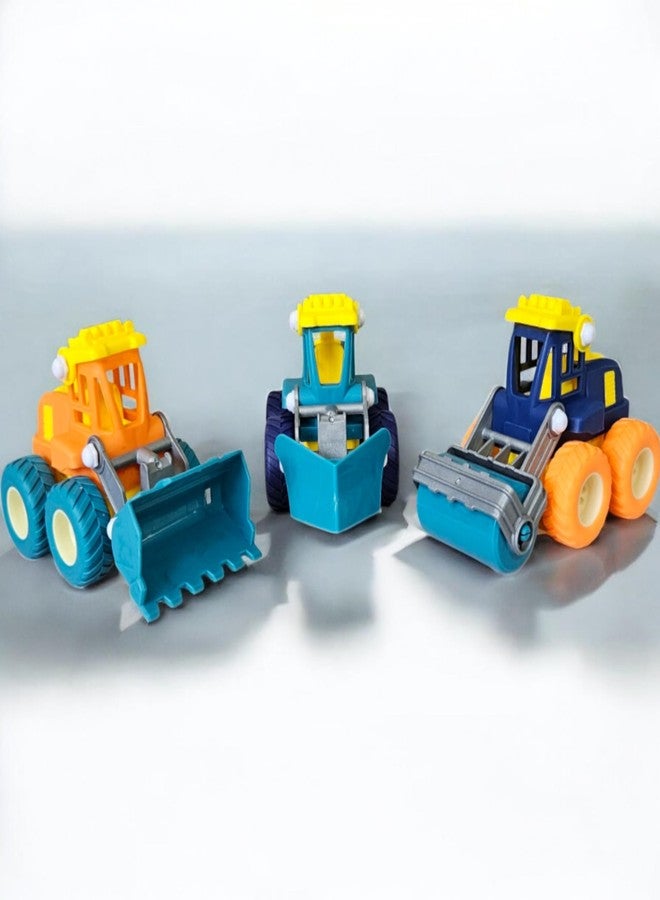 Stylbase Friction Powered Pull Back Vehicles for Kids Toys | Unbreakable Road Roller, Bulldozer Toys for Kids | Push and Wheel Roller Go Toy Set for Boys & Girls 3+ Years (Pack of 3) - Image 1